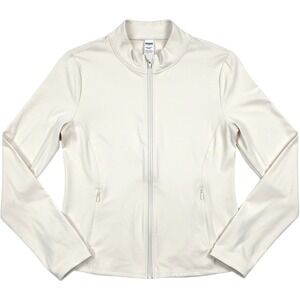 Victoria's Secret PINK Full Zip Track Jacket XXL Cream Mock Neck Thumbholes NEW